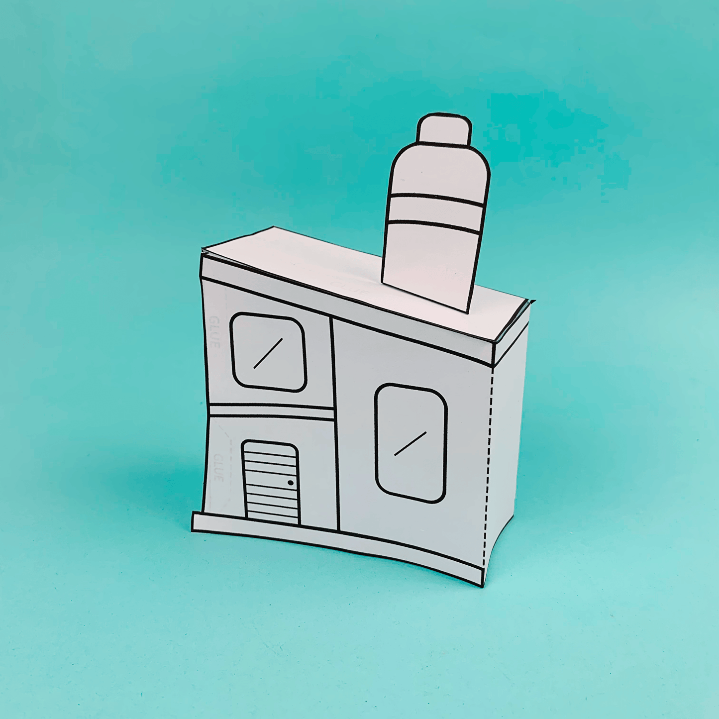 Kids making modern paper houses craft