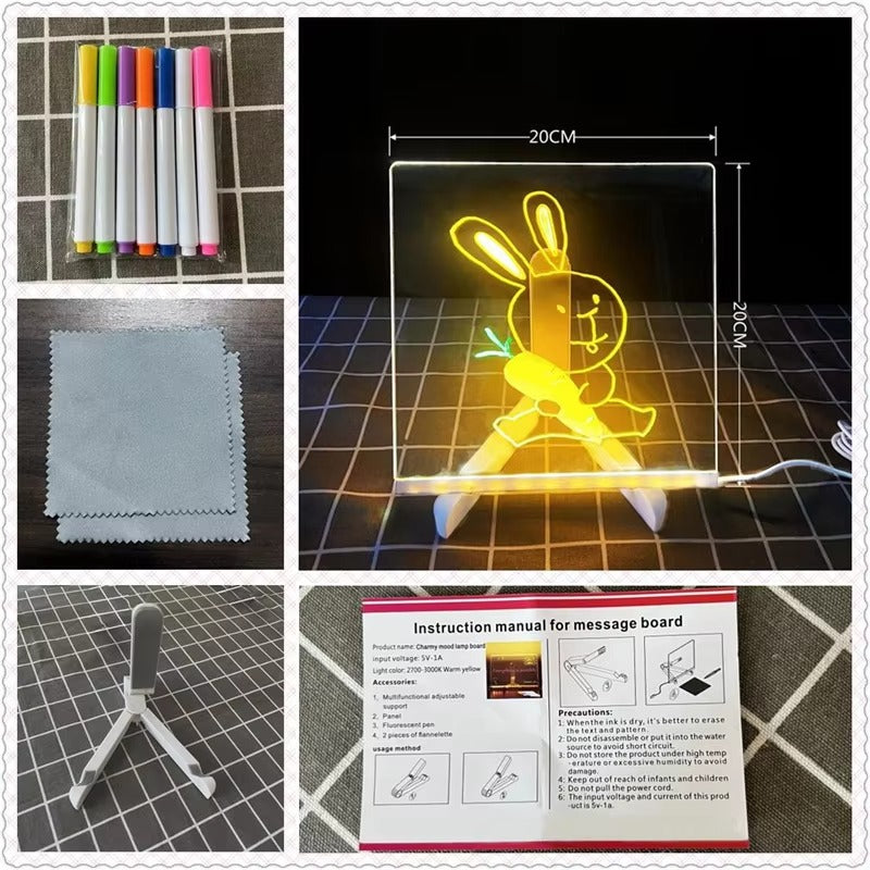 Transparent Neon Message Drawing Board Kit