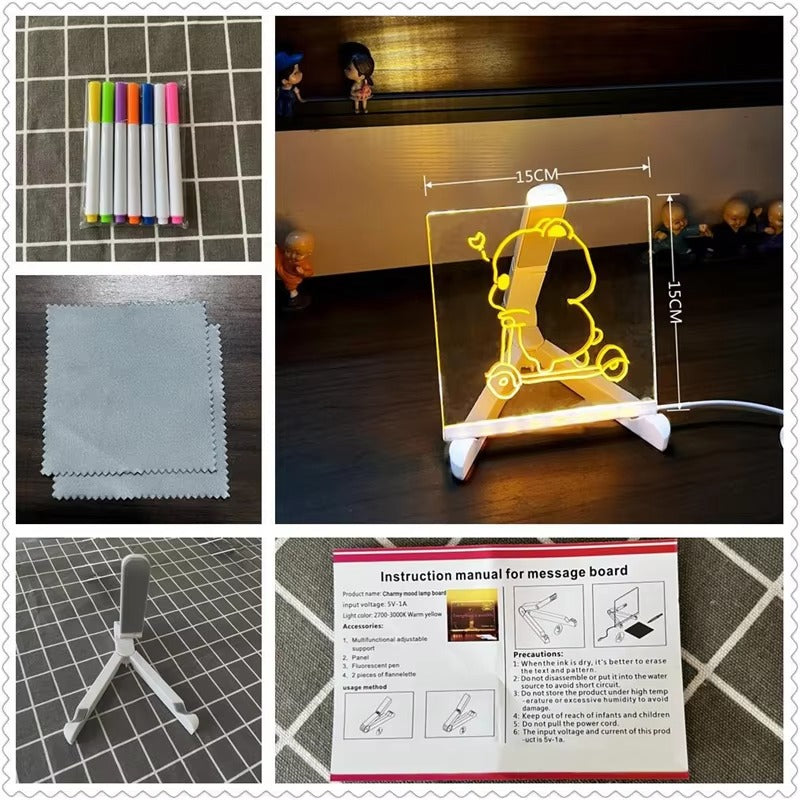 Transparent Neon Message Drawing Board Kit