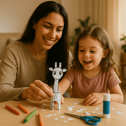 Kids creating animals in jungle craft adventure kit