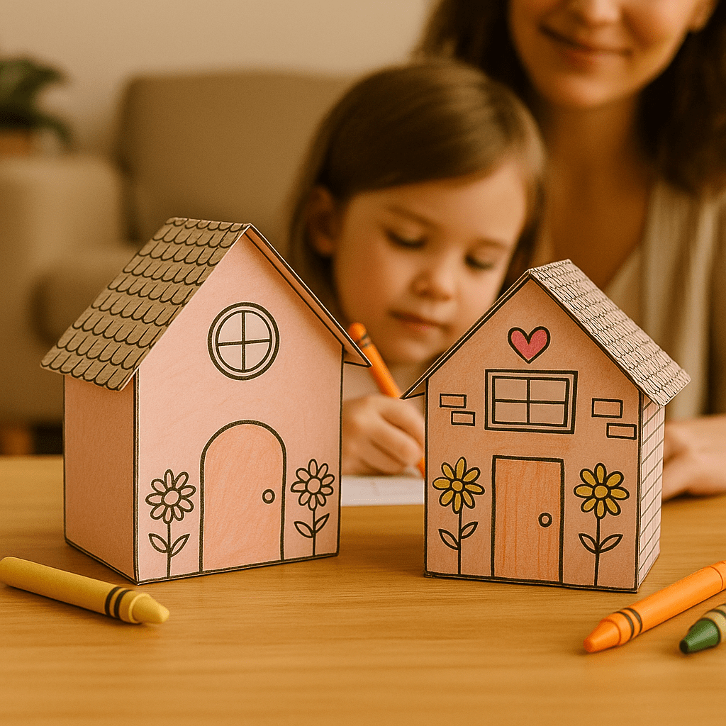 Printable 3D paper houses DIY craft 