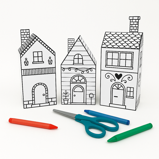 Printable 3D Townhouses – DIY Coloring Craft for Kids